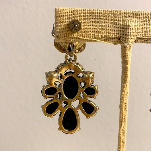 Chloe + Isabel Iridescent Crystal and Opal Drop Earrings w/ Brass Flower Design - Picture 7 of 8